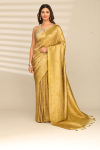 Lemon Green Banarasi Silk Weave Saree