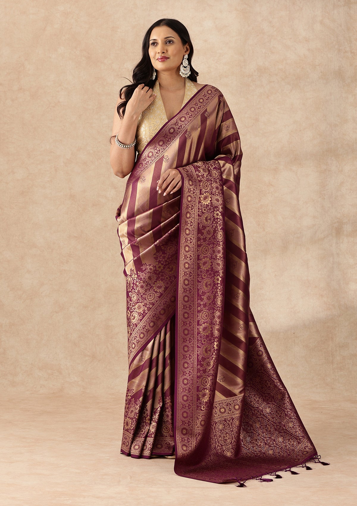 Purple Banarasi Silk Weave Saree