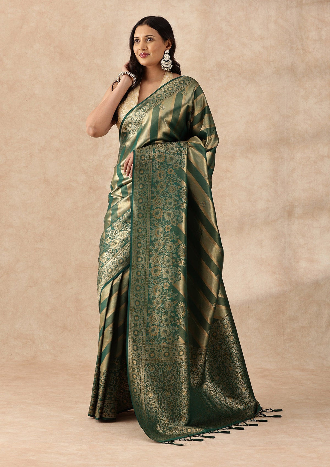 Emerald Green Banarasi Silk Weave Saree