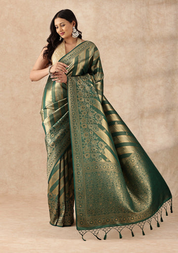 Emerald Green Banarasi Silk Weave Saree