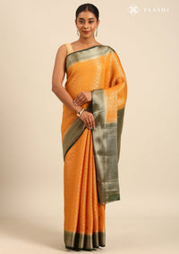 Mustard Yellow Banarasi Crepe Saree