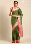 Green Banarasi Crepe Saree