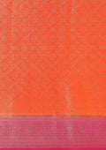 Orange Brocade Jaal Pattern Crepe Saree - Taashi