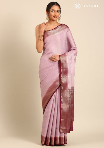 Lilac Banarasi Crepe Saree