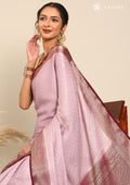 Lavender Brocade Jaal Pattern Crepe Saree - Taashi