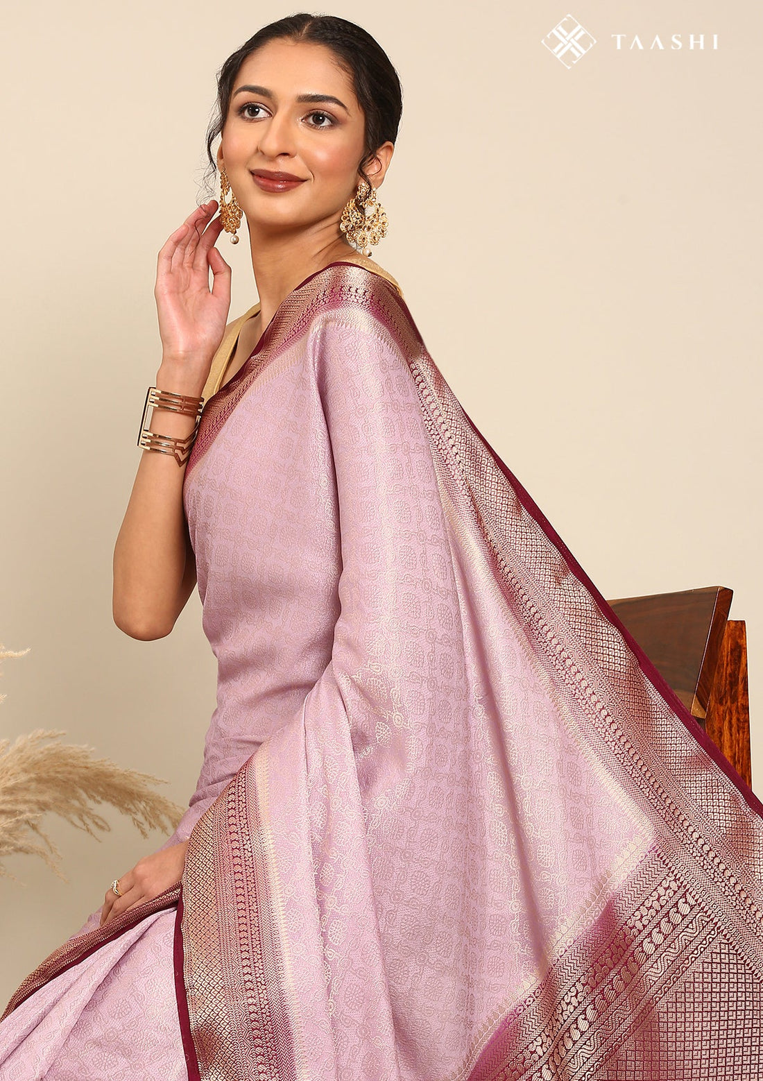 Lilac Banarasi Crepe Saree