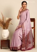 Lavender Brocade Jaal Pattern Crepe Saree - Taashi