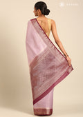 Lavender Brocade Jaal Pattern Crepe Saree - Taashi