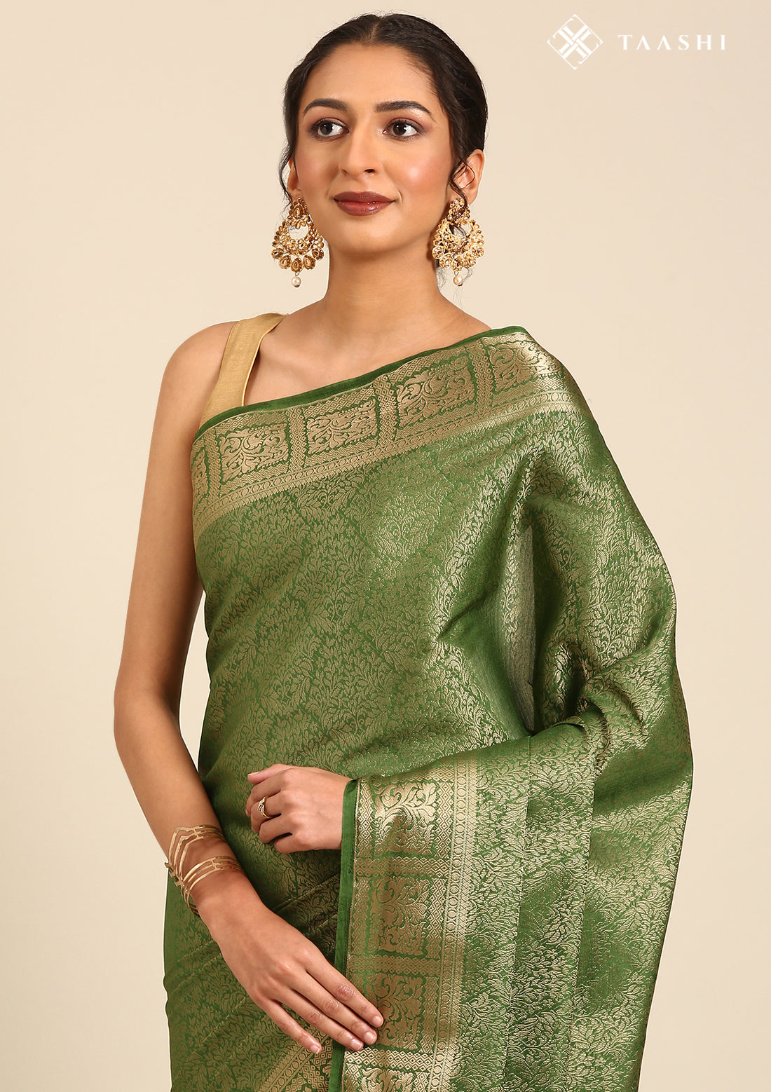 Green Brocade Crepe Saree