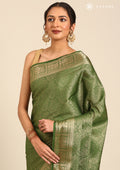 Green Brocade Crepe Saree - Taashi