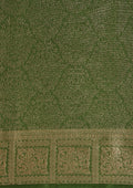 Green Brocade Crepe Saree - Taashi