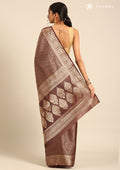 Chocolate Brown Brocade Crepe Saree - Taashi
