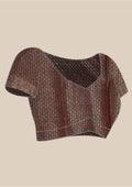 Chocolate Brown Brocade Crepe Saree - Taashi