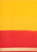 Yellow And Red Woven Stripes 2D Dyed Crepe Saree - Taashi
