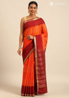 Orange Semi Mysore Crepe Saree