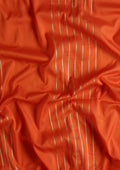 Orange And Maroon Woven Stripes 2D Dyed Crepe Saree - Taashi