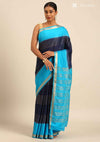 Navy Blue Semi Mysore Crepe Saree