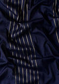Navy Blue And Blue Woven Stripes 2D Dyed Crepe Saree - Taashi