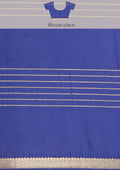 Pink And  Blue Woven Stripes 2D Dyed Crepe Saree - Taashi