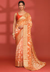 Peach Crepe Shibori Tie & Dye Saree