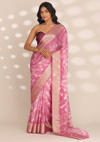 Dark Mauve Crepe Shibori Tie & Dye Saree