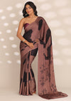 Dark Mauve Crepe Shibori Tie & Dye Saree