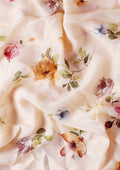 OffWhite Floral Printed Crepe Saree - Taashi