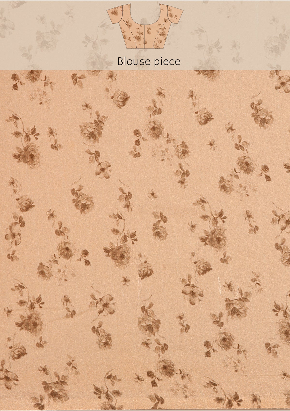 Pastel Peach Floral Printed Crepe Saree