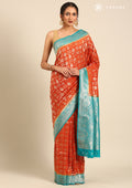 Burnt Orange Zari Woven Georgette Saree - Taashi