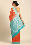 Burnt Orange Zari Woven Georgette Saree - Taashi