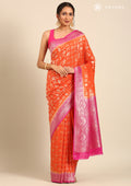 Orange Zari Woven Georgette Saree - Taashi