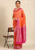 Orange Zari Woven Georgette Saree - Taashi