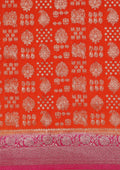 Orange Zari Woven Georgette Saree - Taashi