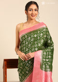 Dark Green Zari Woven Georgette Saree - Taashi