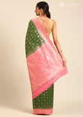 Dark Green Zari Woven Georgette Saree - Taashi