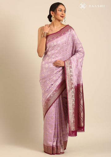 Lilac Banarasi Georgette Saree