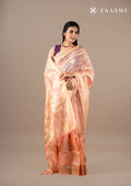 Peach Zari Woven Organza Saree - Taashi