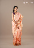 Peach Zari Woven Organza Saree - Taashi