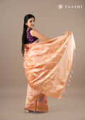 Peach Zari Woven Organza Saree - Taashi
