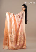 Peach Zari Woven Organza Saree - Taashi