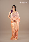 Peach Zari Woven Organza Saree - Taashi