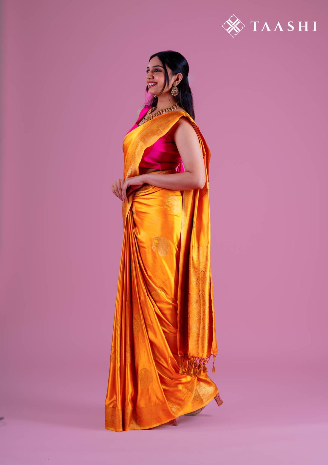 Mustard Yellow Banarasi Silk Weave Saree
