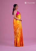Yellow Paisley Pattern Brocade Satin Saree - Taashi