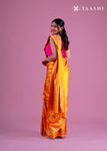 Yellow Paisley Pattern Brocade Satin Saree - Taashi
