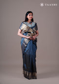 Grey Zari All Over Butta Tussar Saree - Taashi