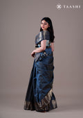 Grey Zari All Over Butta Tussar Saree - Taashi