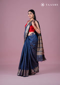 Midnight Blue Zari All Over Butta Tussar Saree - Taashi