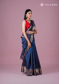 Midnight Blue Zari All Over Butta Tussar Saree - Taashi