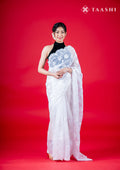 White Floral EmbroideRed Organza Saree - Taashi