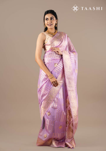 Lilac Organza Contemporary Woven Saree